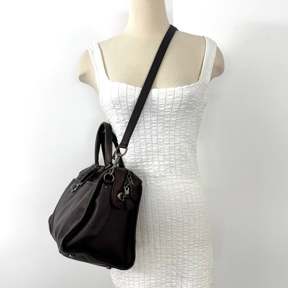 COACH Rhyder Leather Satchel Tote Bag Metallic Two-Tone Bronze Carryall 33739 - Picture 15 of 15